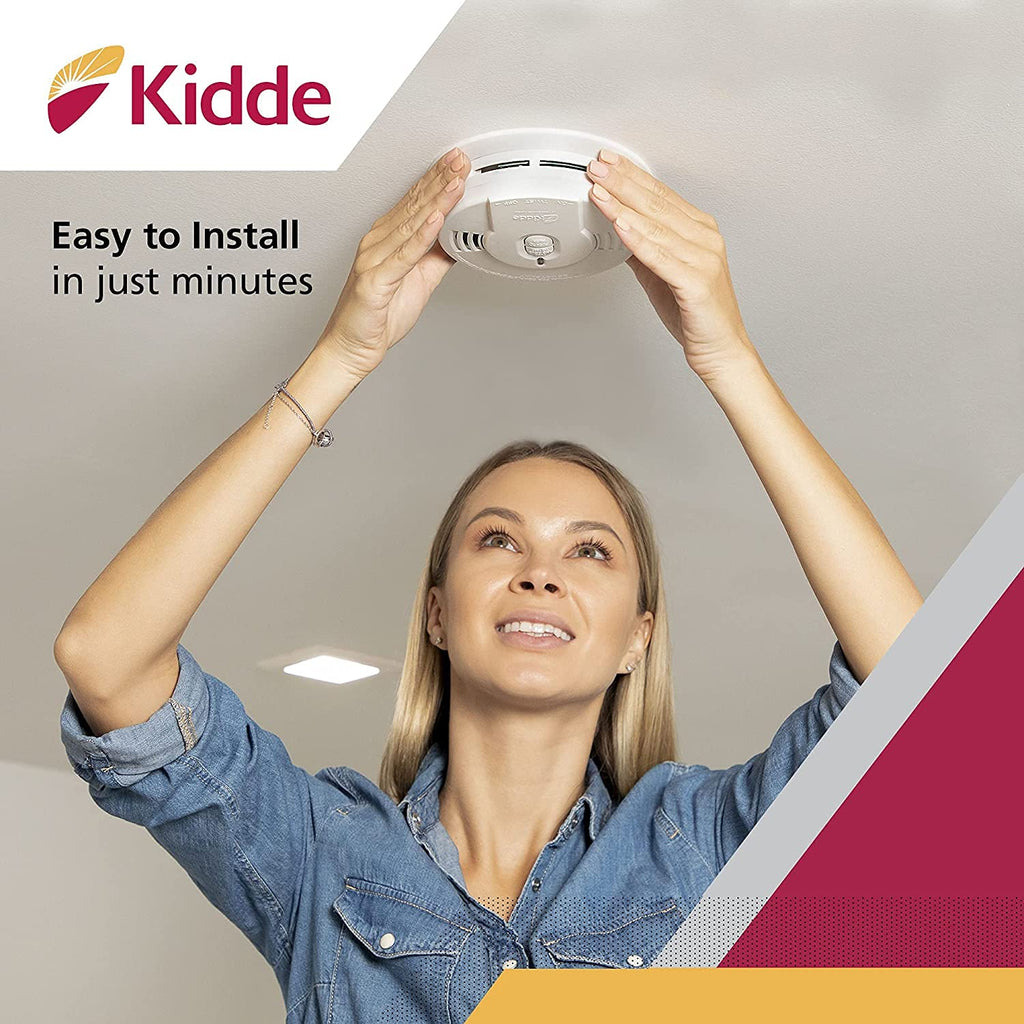 Kidde Smoke Detector, 10-Year Battery, LED Indicators, Replacement Alert, Test-Reset Button, 2 Pack