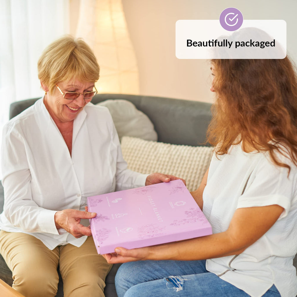 Fidget Blanket for Dementia | Calming & Comforting Dementia Activities for Seniors | Dementia Products for Elderly | Sensory Blanket | Helps with Alzheimer’s, Dementia, Asperger’s, Autism, Anxiety
