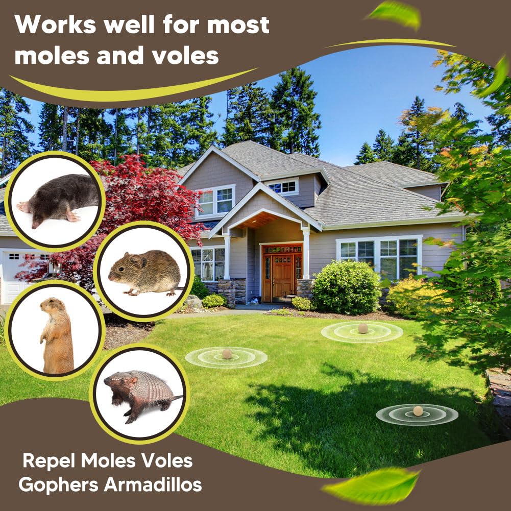 CLVDOFSS Mole Repellent for Lawns, Groundhog Repellent Outdoor, Armadillo Repellent, Mole Deterrent for Yard, Vole Repellent Outdoor, Gopher Repellent, Safe for Family & Pets, 8 Packs