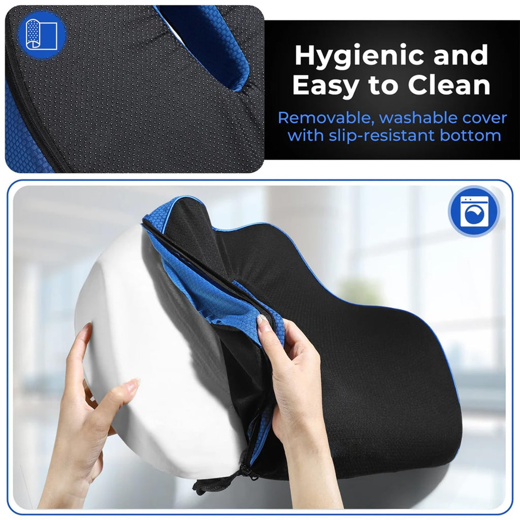 SERENESITZ Serene Sitz Orthopedic Seat Cushion, Serensitz Orthopedic Seat Cushion, Ergonomic Memory Foam Seat Cushion for Office Chair Cushion, Car Seat, Airplane, Sciatica & Back Pain Relief (Navy)