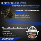 Misakomo Thermal Regulator Compatible with MasterTemp 400 250 125 200 300 333 Models and Sta-Rite Pool Spa Heaters SR200 SR333 SR400 Models, Replace# 77707-0010, 38000-0007S