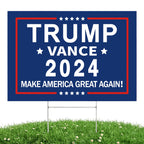 Trump JD Vance 2024 Yard Sign,17×11.8 Inch Take America Great Again Yard Signs With H Stake Double Sided For President Donald Trump Republican Conservative Blue