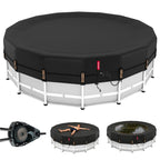 QH.HOME 10ft Round Pool Cover,[Ultimate Windproof & Tear-Resistant Fabric],Snug Fit with Patented Ratchet & Weight Rings,Solar Cover for Above Ground Pools, Blocks Leaves &Waterproof