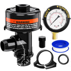 Manual Air Relief Valve for Pool and Spa Filters, Pool Filter Air Relief Valve with Pressure Gauge Replacement, Air Relief Valve for Pool Filter, Includes Gauge Plug, Pressure Gauge, O-Rings, Clips.