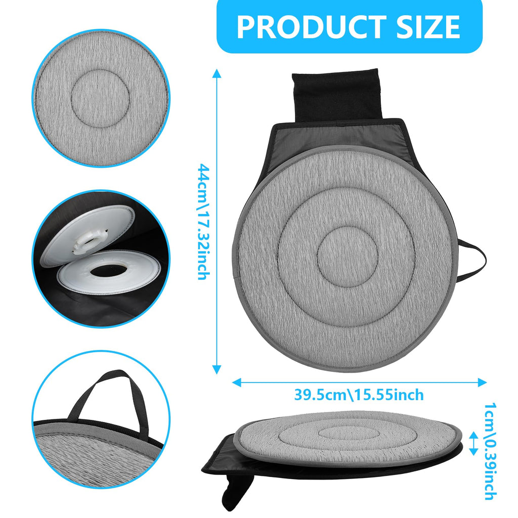 Autotechnx Soft 360 Rotating Seat Cushion for Car Non Slip Swivel Seat Cushion for Car for Elderly Support Gray Office Chair Comfortable Ergonomic Design Odorless Rotating Car Seat 360 for Pregnant