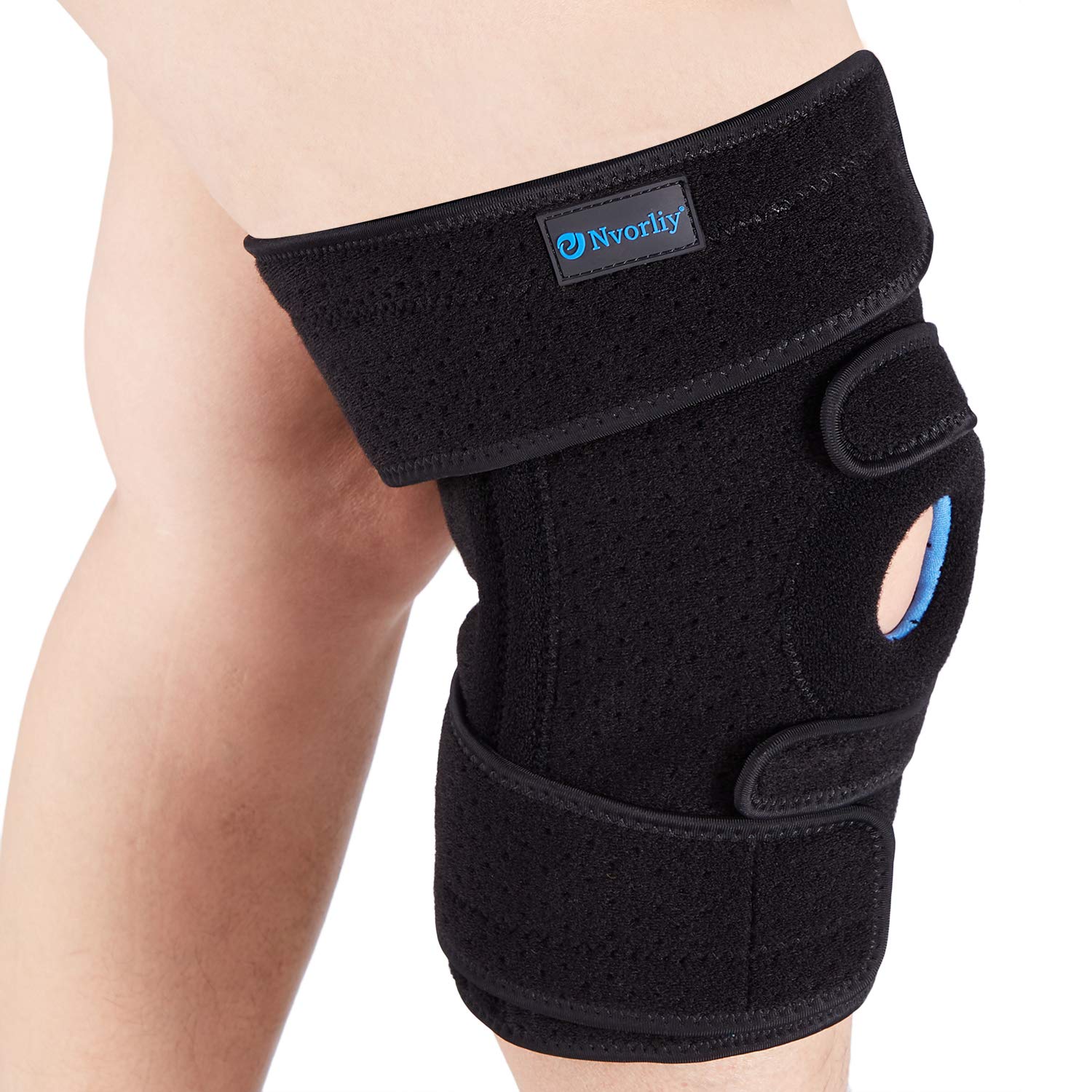 Nvorliy Plus Size Knee Brace for Knee Pain, Extra Large Knee Brace for Women and Men, Adjustable Knee Support with Side Stabilizers for Knee Pain Relief, Arthritis, ACL, LCL, MCL, Injury Recovery (3XL/4XL, Black)