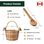 Northwood Sauna - Sauna Bucket and Ladle Set - Handmade from Canadian Red Cedar Wood - Natural Rope Handle - 1 Gallon (4 Liters) Water Capacity