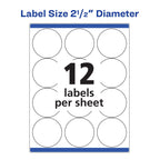 Avery High Visibility Printable Round Labels with Sure Feed, 2.5" Diameter, White, 300 Customizable Blank Labels Total (5294)