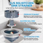 zaa 2 Pack Sink Drain Strainer, Sink Stopper, 3 in 1 Stainless Steel Kitchen Sink Drain Strainer with Anti-Clogging Basket, Fit US Standard 3-1/2 Inch Drain Hole