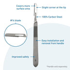 BodyMed Dermaplaning Blades #14 in Carbon Steel, 100 PCS - Sterile for Surgical, Skin Care, and Podiatry Procedures with Straight Tipped Blade for Estheticians