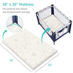 YENING Bamboo Pack and Play Mattress Pad Breathable 38x26 Waterproof Baby Mattress for Pack N Play Matress Topper Waterproof