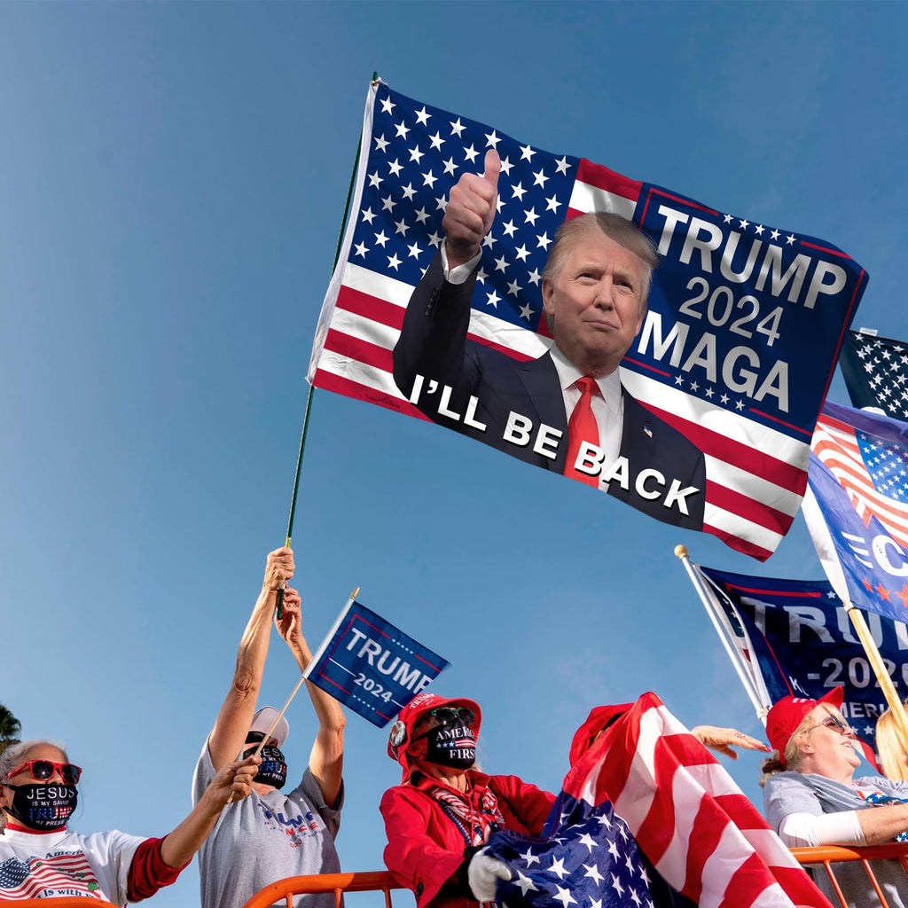 Trump 2024 Flag, Trump Flag 3x5 FT Polyester Banner with Brass Grommets for Indoor Outdoor Decorations (black6)