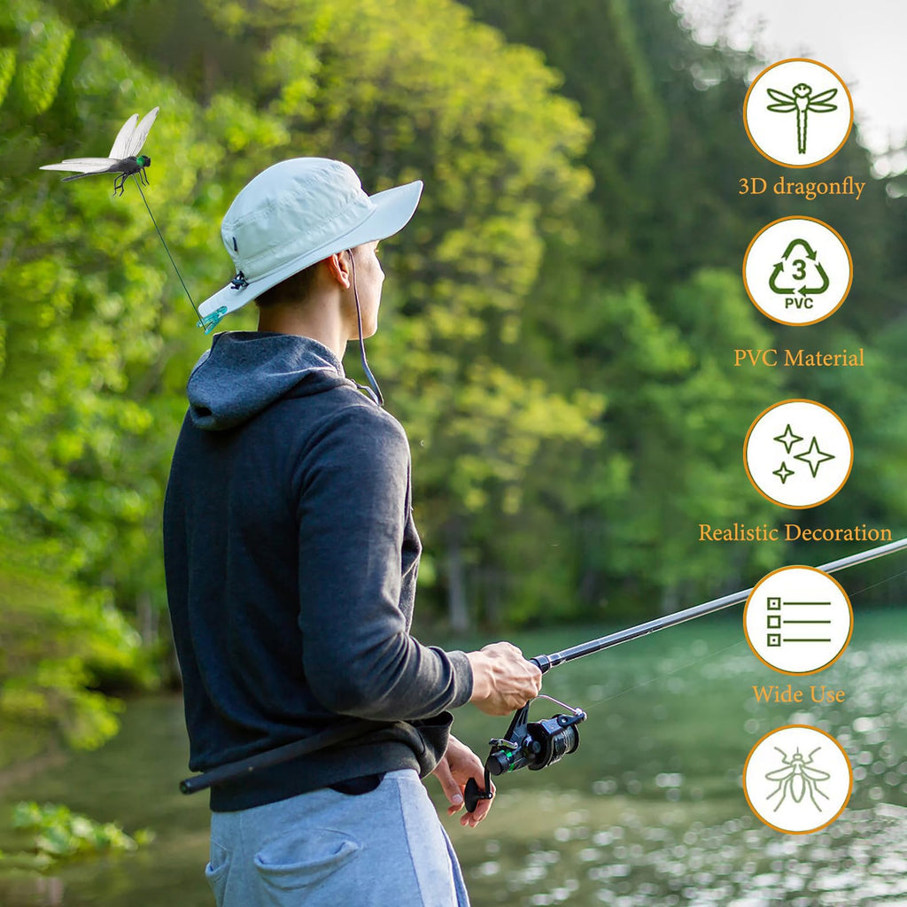 Lidengle Dragonfly Clips Black Dragon Fly Hat Clip Artificial Realistic 3D Dragonflies Garden Stakes Decor for Indoor Outdoor (10 Pcs)