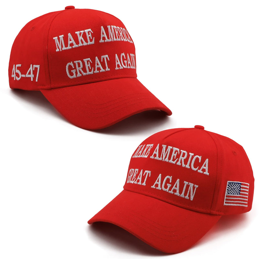 Nigua MAGA Hat, 2PCS 45-47 Trump 2024 Hat Make America Great Again Slogan Baseball Cap