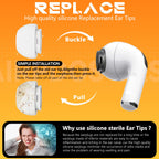 4 Pairs Replacement Ear Tips for AirPods Pro 2nd/1st Generation with Portable Storage Box & Cleaner Pen,Noise Reduction Holewith & Built-in dust Guard Screen,Silicone EarTips(White)