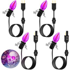 Enhon 4 Pack Accessory Cord with 1 LED Light Bulb, Blow Mold Light with C7 Lamp, Black Cord with On/Off Switch Plug, Christmas Village Light for Holiday Indoor Decor Craft Projects (Purple)