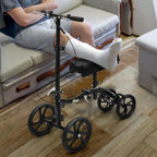 monicare Knee Walker for Adults 10" Front Wheels Steerable Medical Scooter Crutch Alternative with Dual Braking System and Removable Storage Pouch for Leg and Foot Injuries, Easy Assembly, 350lbs Load