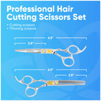 Equinox Professional Razor Edge Series Hair Cutting Scissors Set - Barber Hair Cutting & Thinning Shears/Texturizing Scissors Set - 6.5 Inches Hair Cutting Scissors Kit for Men/Women/Kids/Salon & Home