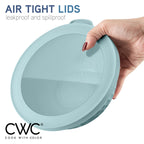 COOK WITH COLOR Mixing Bowls with Lids - 12 Piece Plastic Nesting Bowls Set includes 6 Prep Bowls and 6 Lids, Non Slip Bottom and Embossed Design - Microwave Safe (Blue)
