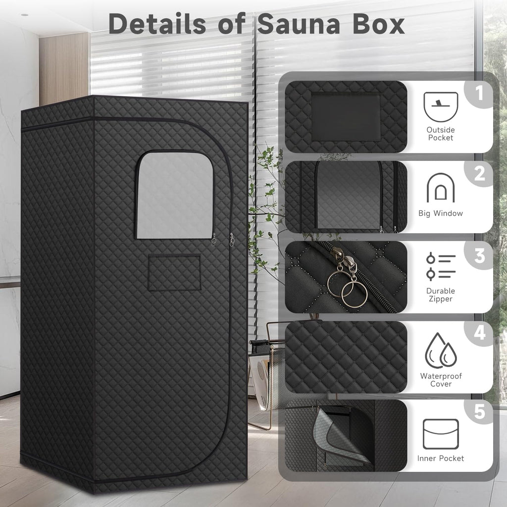 RRGFB Far Infrared Sauna Box with Red Light Therapy, Portable Dry Sauna for Relaxation, Detoxification, Carbon Crystal Heating,9 Levels, Full Size 5.9ft×2.9ft×2.6ft