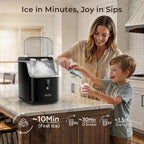 ipolo Nugget Ice Maker Countertop: 33lb/Day, Self-Cleaning, Black Stainless Steel, Portable, Soft Chewable Pebble Ice Machine for Home Kitchen, RV & Office