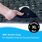 SlipX Solutions Extra Large Square Shower Mat, 27"x27", Non-Slip Stall Mat for Elderly & Kids Standing Bath Tub Mat, Machine Washable, Suction Cups, Black
