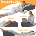 Bedluxe Leg Elevation Pillows, Leg Pillows for Sleeping, Cooling Gel Memory Foam Top, Wedge Pillow for Legs, Leg Wedges for Circulation, Swelling, After Surgery - Removable Cover (8 Inch, Black)