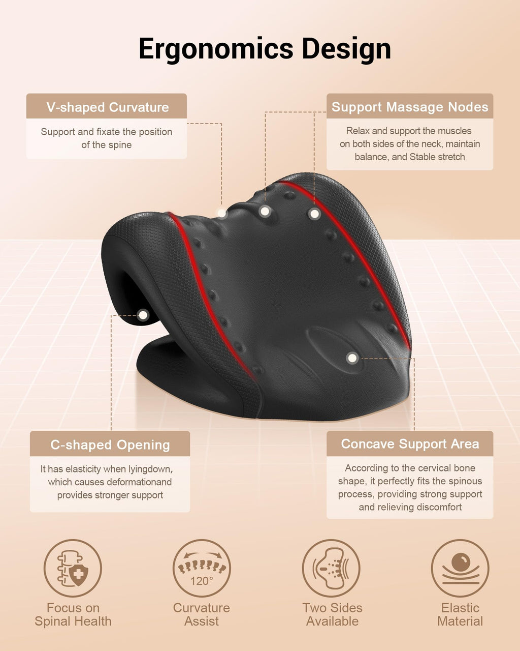 BETOVIN Neck Stretcher for Neck Relief - Neck and Shoulder Relaxer Cervical Spine Traction Device to Relieve Neck and Shoulder Fatigue and Pain, Chiropractic Pillow Relief TMJ Muscle Pain (Black)