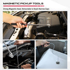 6-Piece Telescoping Magnetic Pickup Tools Set: 31in Portable Magnetic Pickup Stick, 25in Pen-Style Magnetic Pickup Tool, 20in Flexible Bendable Spring Magnet Stick with 4in 9in Magnet Parts Tray