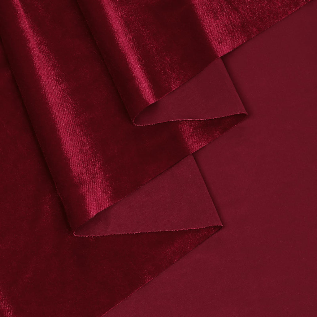 KKJIAF Burgundy Stretch Velvet Fabric 60 Inch Wide, 2 Yard Soft Stretchy Fabric for Sewing Clothes, Apparel, Costume, Crafts - 90% Polyester 10% Spandex