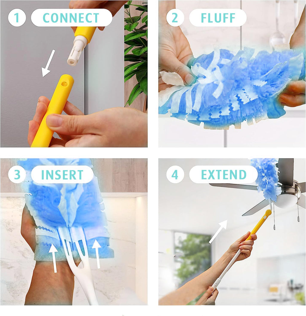 60 Count 360 Dusters Refills for Swiffer Duster with 2 Upgrade Hands