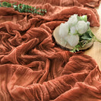 6 Pieces Terracotta Cheesecloth Table Runner 10ft, Rustic Burnt Orange Gauze Cheese Cloth for Boho Wedding Decor Bridal Shower Engagement Thanksgiving Christmas Table Runner