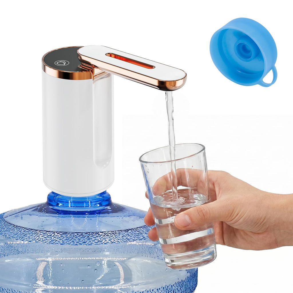 Myvision Water Dispenser for 5 Gallon Bottle, Portable USB Charging Electric Water Pump, Drinking Water Jug Pump for Home, Kitchen, Living Room, Office, Camping, Universal for 3-5 Gallon (Plus W)
