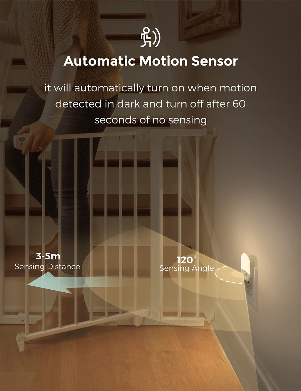 L LOHAS LED Motion Sensor Night Light, 2Pack, Motion Activated Night Light, Night Lights Plug into Wall Motion Sensor, 3000K Warm White, Adjustable Brightness 30/60LM, for Kids Adults Bathroom Bedroom