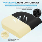 TranquilRelax Large Seat Cushion, Soft Foam Cushion for Long Sitting Hours on Office Chair, Home & Car, Non-Slip Chair Pad for Relieving Back & Sciatica & Hip & Coccyx Pain (Black)
