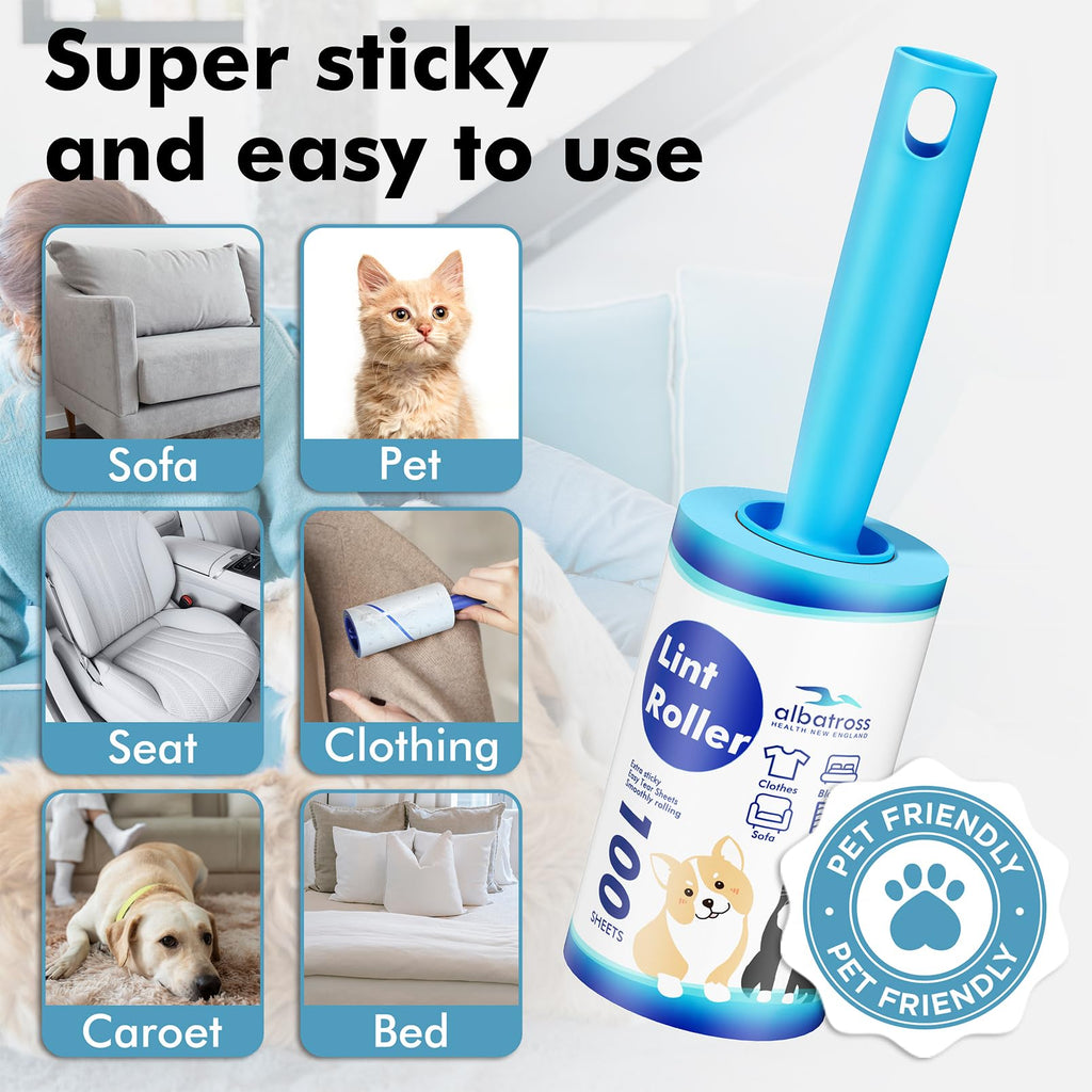 Extra Sticky Lint Roller, Mega Value Set 1000 Sheets for Pet Hair Removal, Dog and Cat Lint Remover for Clothes, Furniture, Carpet