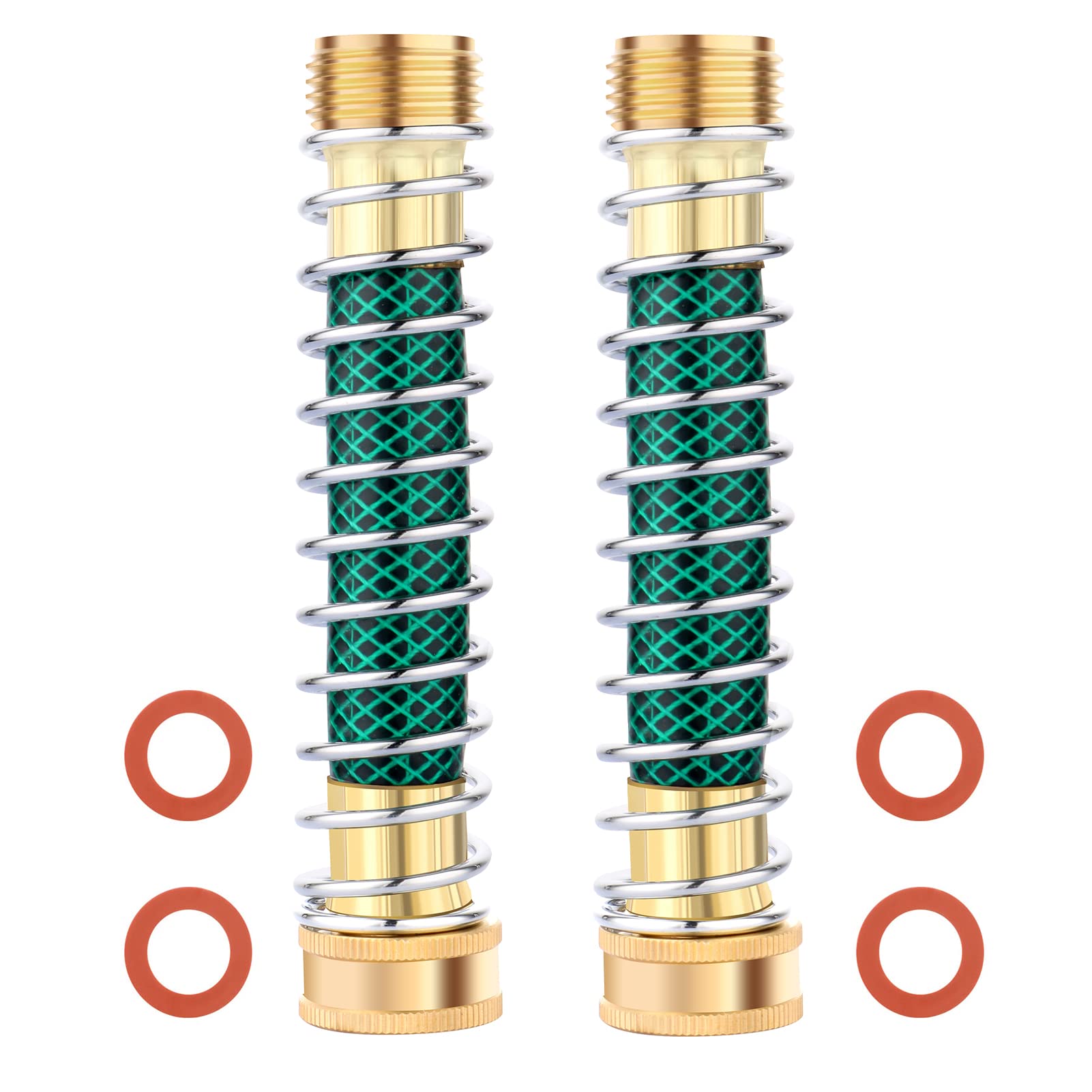 JEEKER Hose Extension Adapter, Garden Hose Kink Protector with Coil Spring, RV Flexible Hose Protector 3/4" GHT Thread, 2 Pack