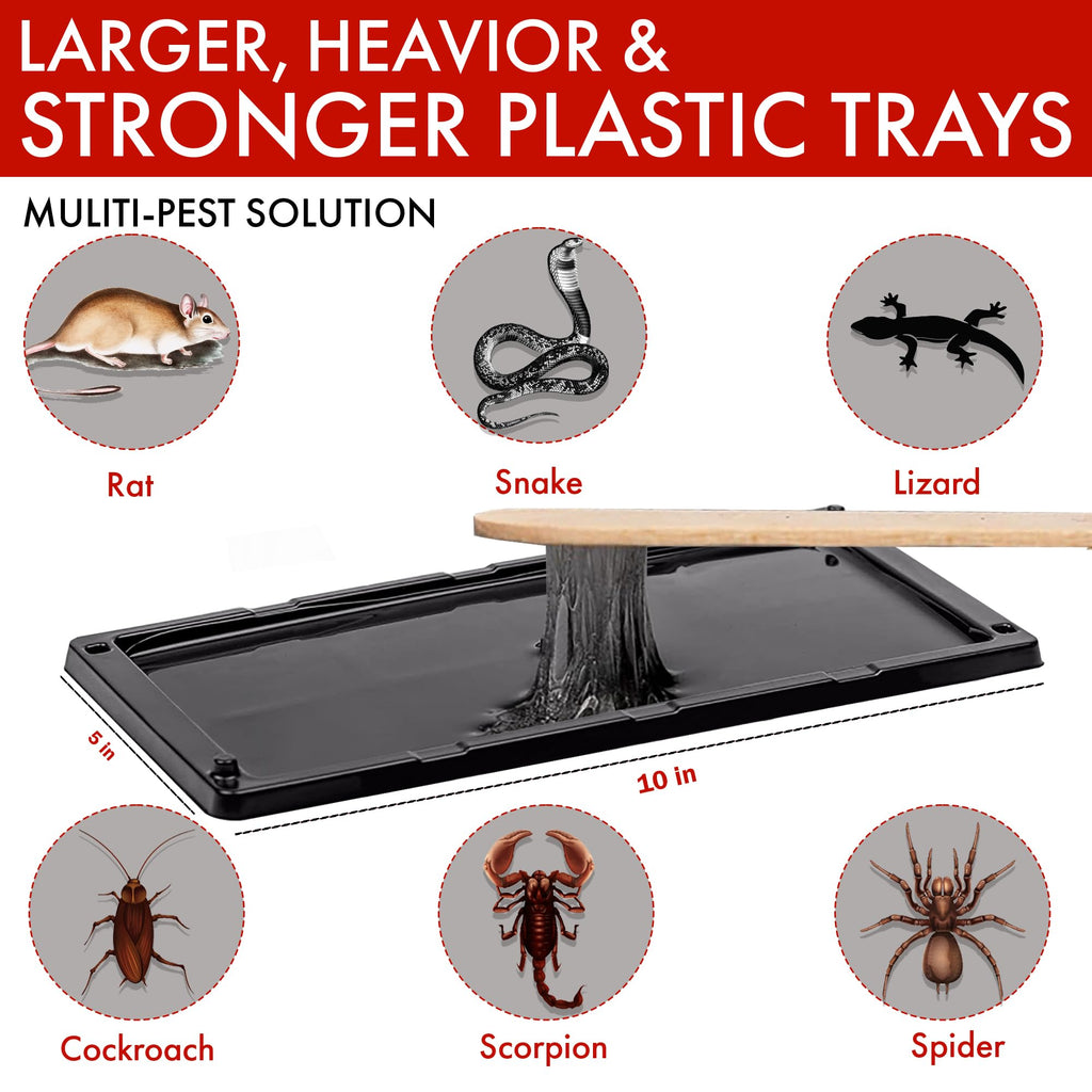 Trapsters USA Mouse & Rat Plastic Glue Traps (10CT) - 5x10 Inches, Pre-Baited, Non-Toxic, Pet-Safe Adhesive Plastic Boards for Home & Office - Indoor Pest Control for Mice (Peanut Scented)