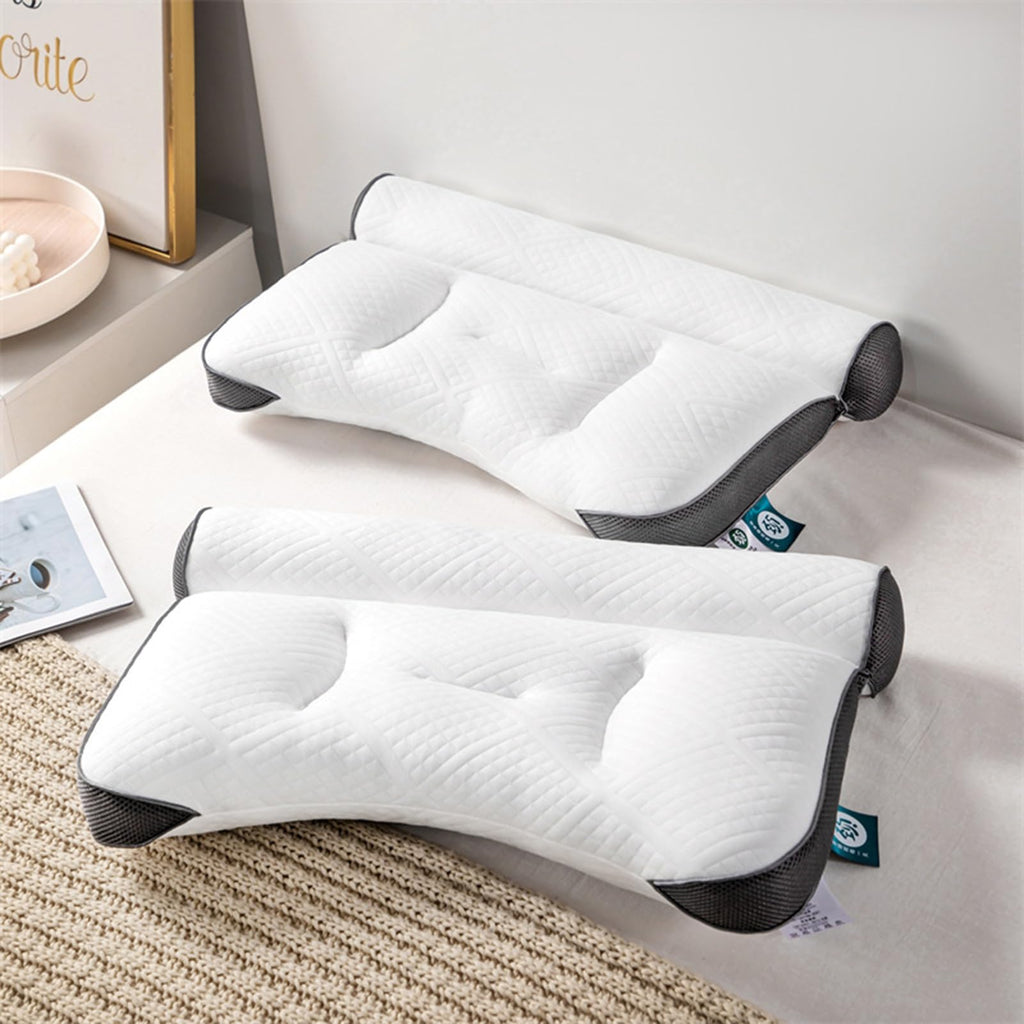 Memory Foam Pillow for Neck and Shoulder Pain Relief, Neck Contour Cervical Orthopedic Sleep Pillow for Side Back & Stomach Sleepe Breathable Neck Rest Cushion for Bedroom Grey