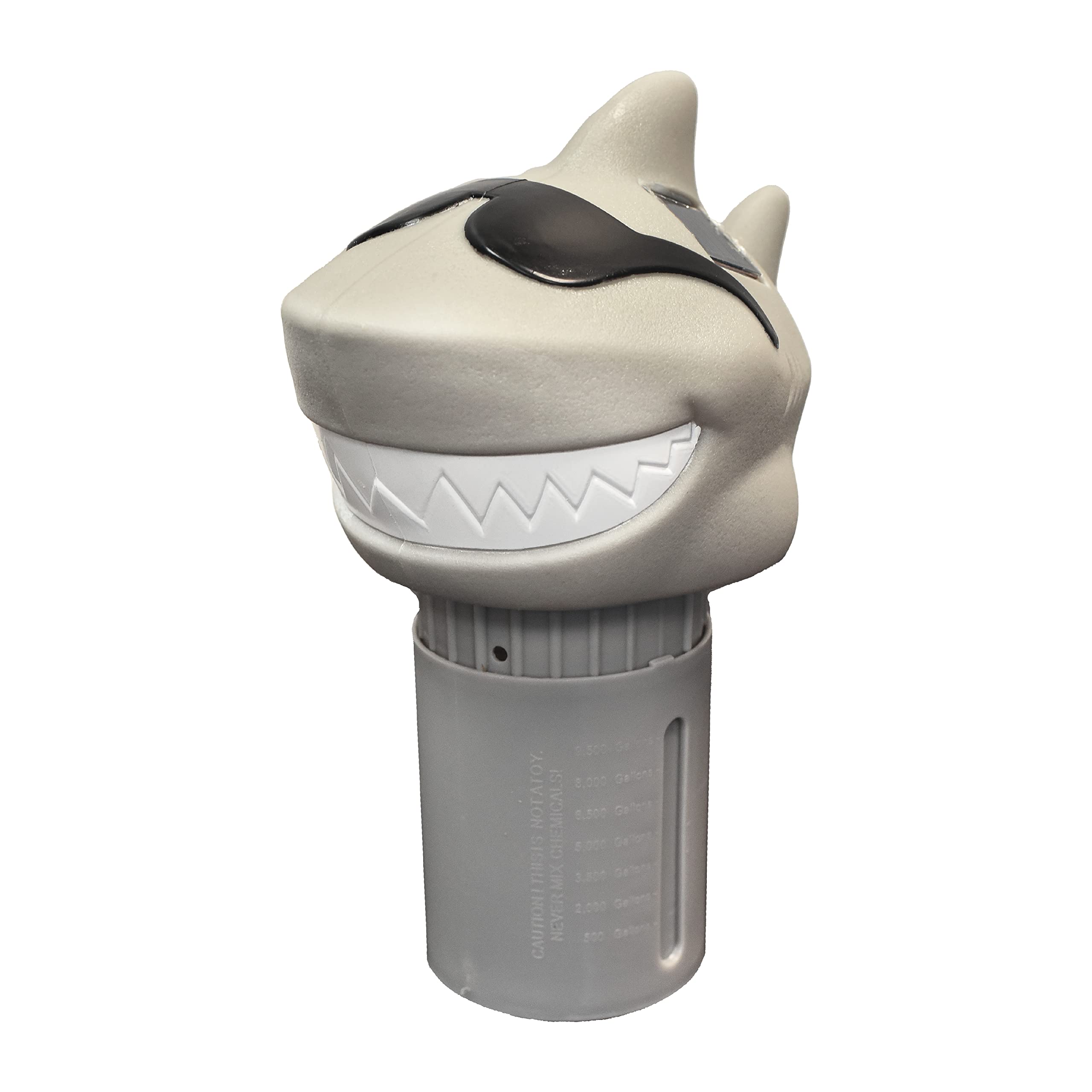 GAME Solar Light-Up Floating Pool Chlorine Dispenser – Shark Design, Adjustable Control Ring, Holds Up to 3 x 3” Chlorine Tablets, for Above-Ground & In-Ground Pools