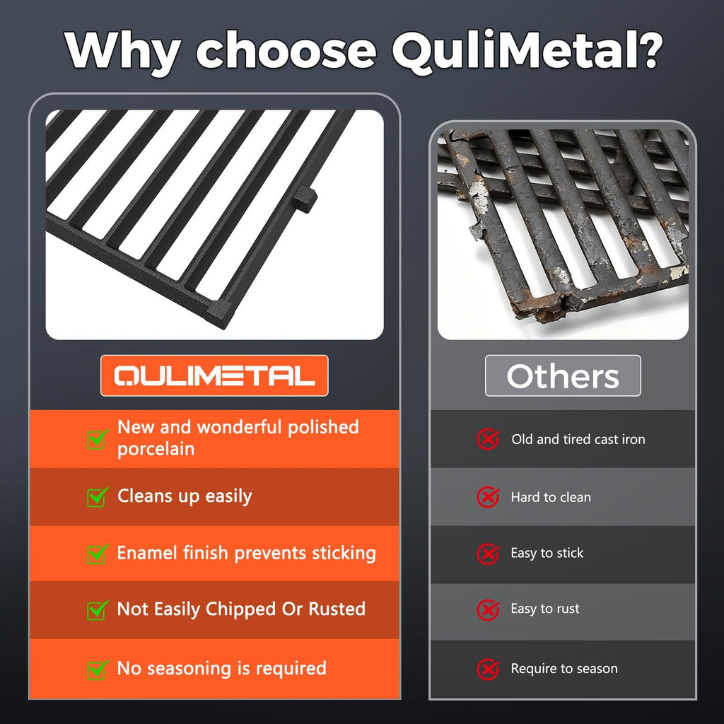 QuliMetal 17.5" Grill Grates for Weber Spirit 300/400 and Spirit II 300 Series,Spirit E/S-310 E/S-320 E/S-330,Spirit 700,Genesis Silver/Gold B & C,Genesis 1000-3500,Cast Iron Part for Weber 7638 7639