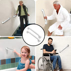 Rackickyer Shower Grab Bar, 2 Pack 12 Inch White Bathroom Grab Bar, 1.25" Diameter 304 Stainless Steel Anti-Slip Grab Bars for Bathtubs and Showers, Handicap Shower Grab Bar for Seniors Elderly
