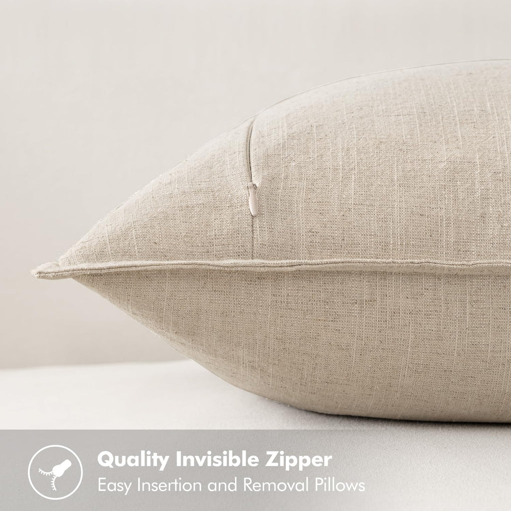 MIULEE Linen Pillow Covers 20x20 Inch Natural Beige Decorative Throw Pillow Covers Pack of 2 Soft Accent Farmhouse Couch Christmas Pillowcases Modern Home Decors for Sofa Cushion Living Room Bed