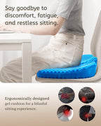 Anzeng Gel Seat Cushion for Long Sitting & Hip Pain Relief (Large Size) - Cooling 3D Cushions for Office Chair, Car, Wheelchair, Breathable & Non-Slip Cover with Pressure Relief Technology