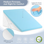 Wedge Pillow with Memory Foam Top, 9 & 12 Inch Bed Wedge for Acid Reflux, Back Pain, Heartburn, 7 in 1 Cooling-Gel Pillow Wedge for After Surgery, Adjustable Elevated Pillows for Sleeping, GERD