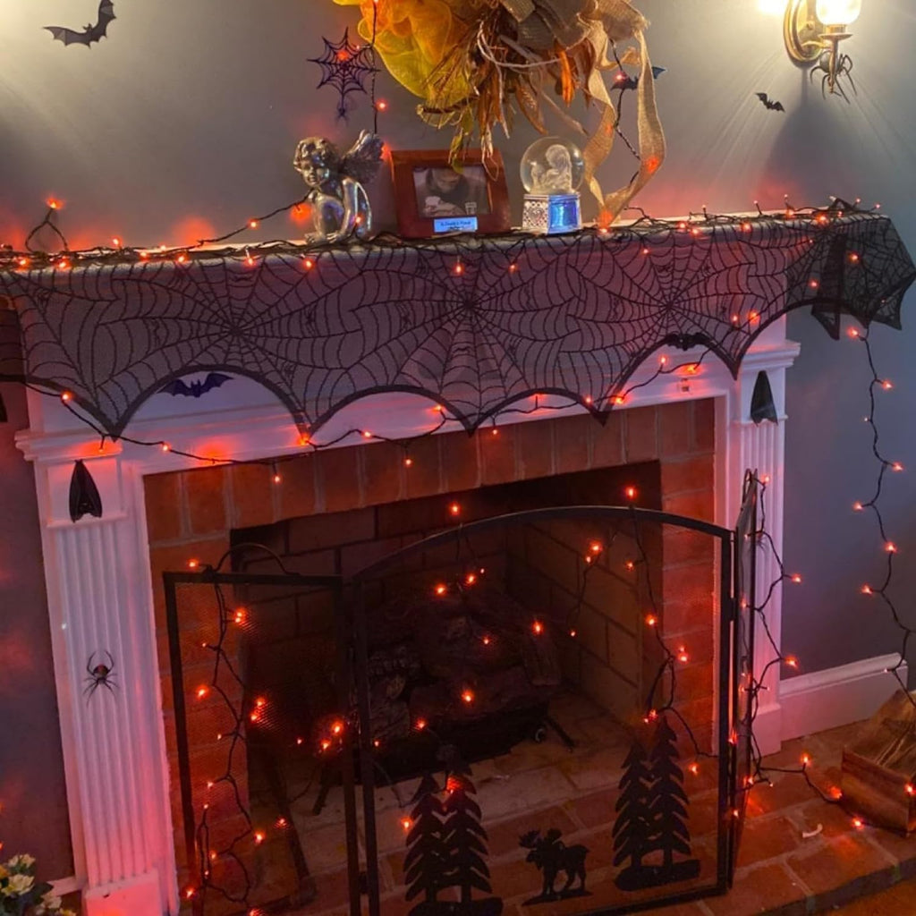 YEGUO Orange Lights for Halloween Outdoor, 500 LED String Lights Indoor, 165ft Christmas Tree Lights, Green Wire Twinkle Lights Plug in