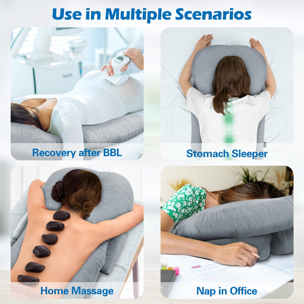 HOMCA Face Down Pillow After Eye Surgery - Home Massage Pillow Face Down for Bed Stomach Sleeping Pillow, BBL Pillow After Surgery with CertiPUR-US Certified Shredded Memory Foam