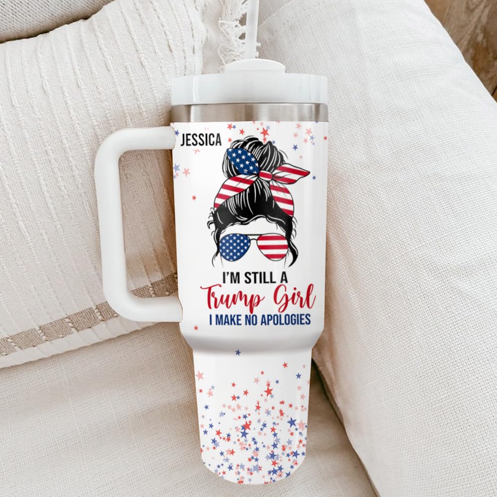 I'm A Trump Girl - US Election Personalized Custom 40 Oz Stainless Steel Tumbler With Handle - Gift For Best Friends, BFF, Sisters, 4th of July Gifts for Women - Republican Tumbler Cups