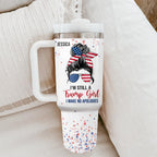 I'm A Trump Girl - US Election Personalized Custom 40 Oz Stainless Steel Tumbler With Handle - Gift For Best Friends, BFF, Sisters, 4th of July Gifts for Women - Republican Tumbler Cups