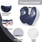 Janemiri Seat Cushion, Seat Cushion for Sit Bone and Back Pain Relief, Butt, Tailbone, Hip, Hamstring, Posture Support - Memory Foam Comfort Ischial Tuberosity Pillow (Black)